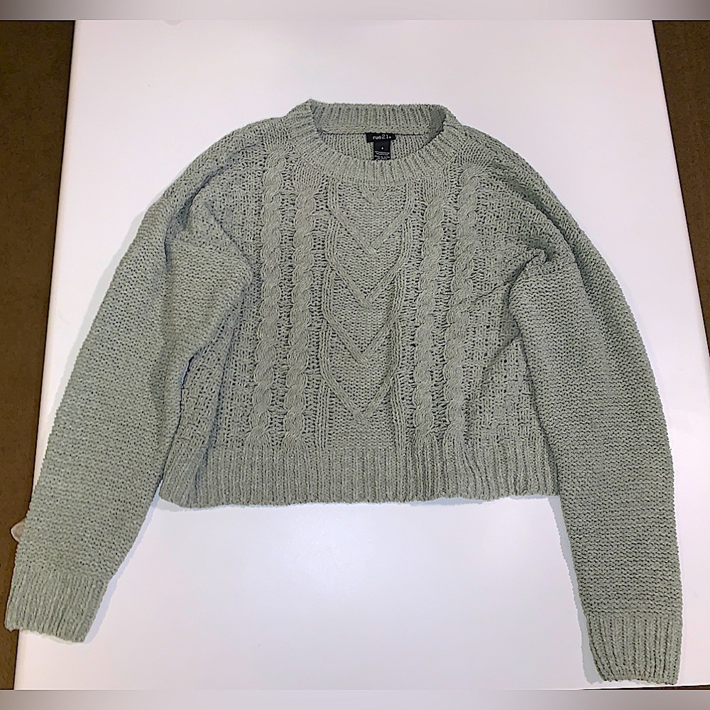 Brand new light green/grey short, soft knitted sweater